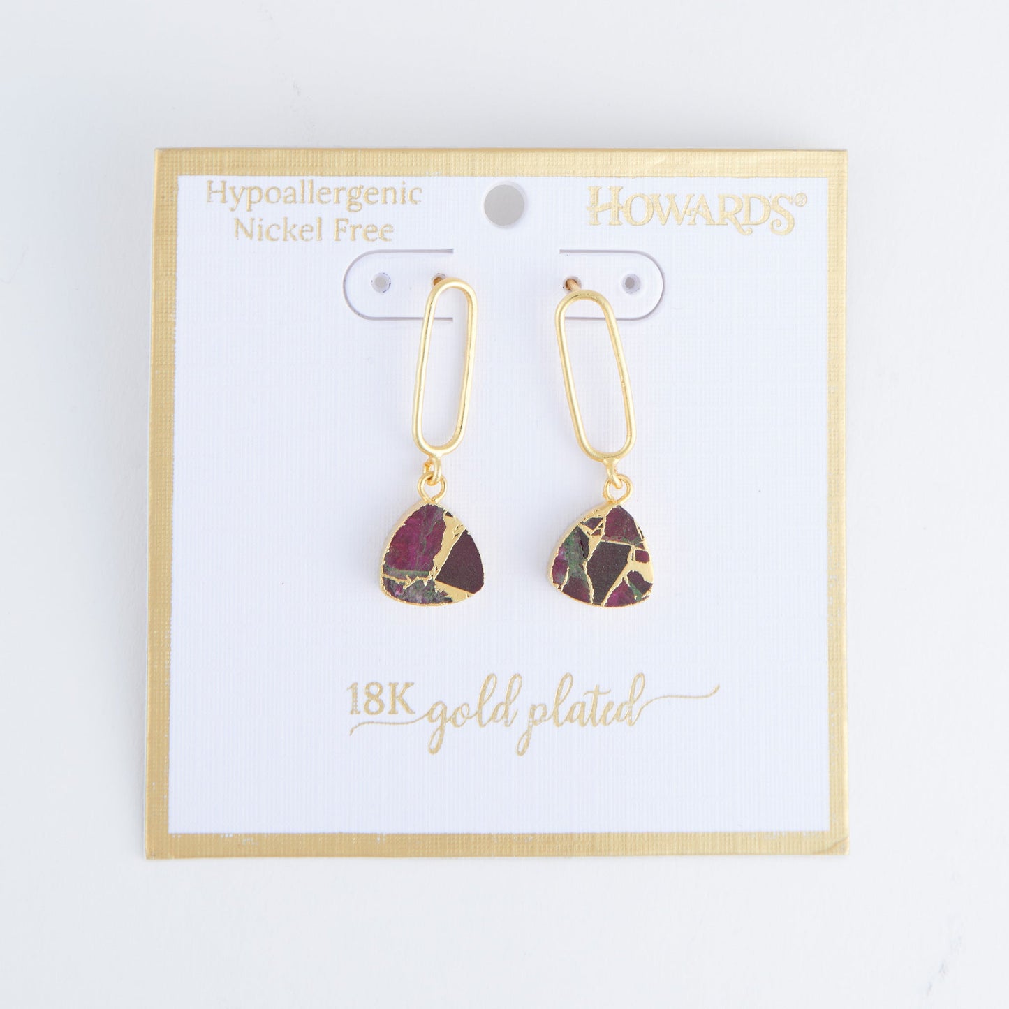Tahani Textured Genuine Stone 18K Gold Drop Earrings