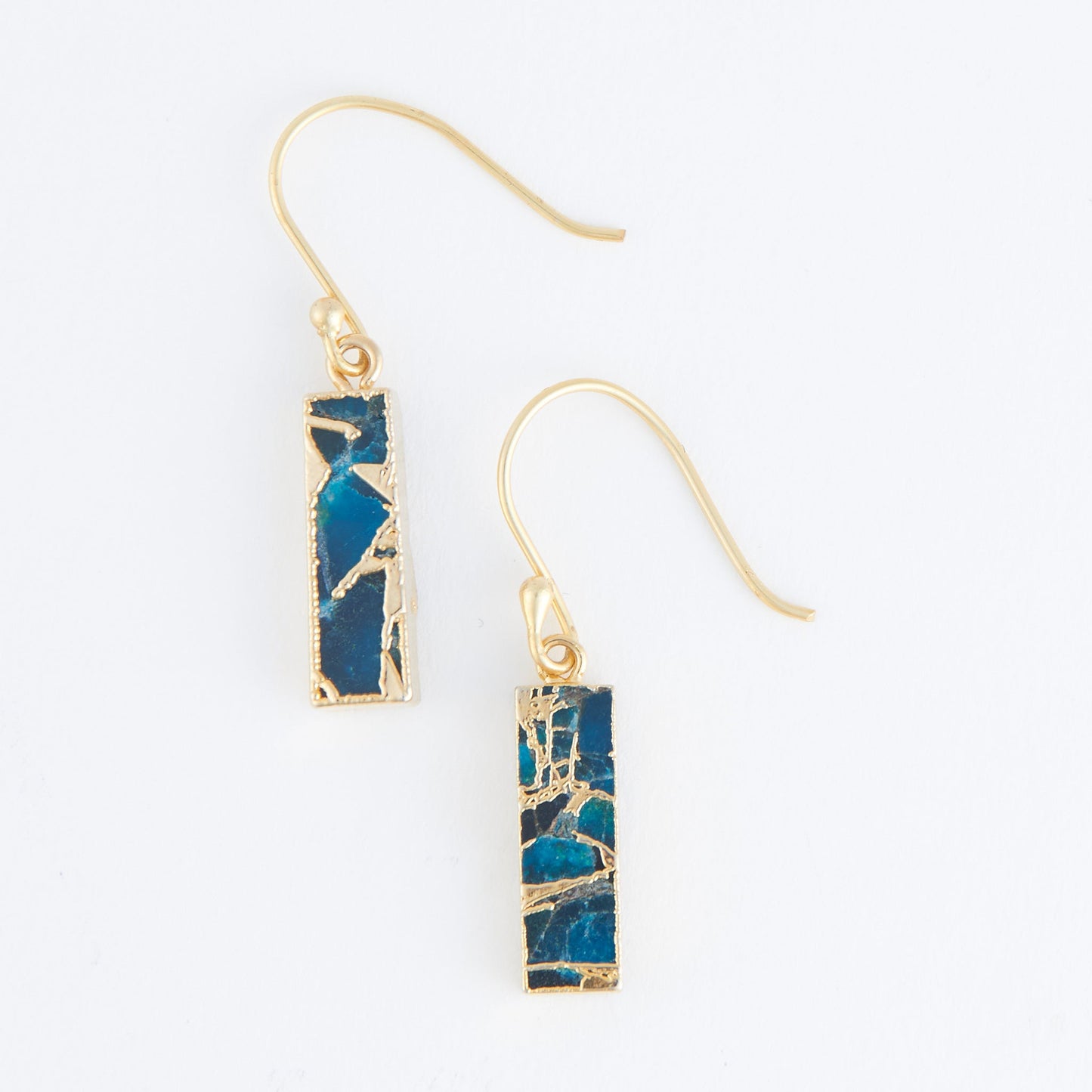 Tahani Textured Genuine Stone Bar 18K Gold Earrings