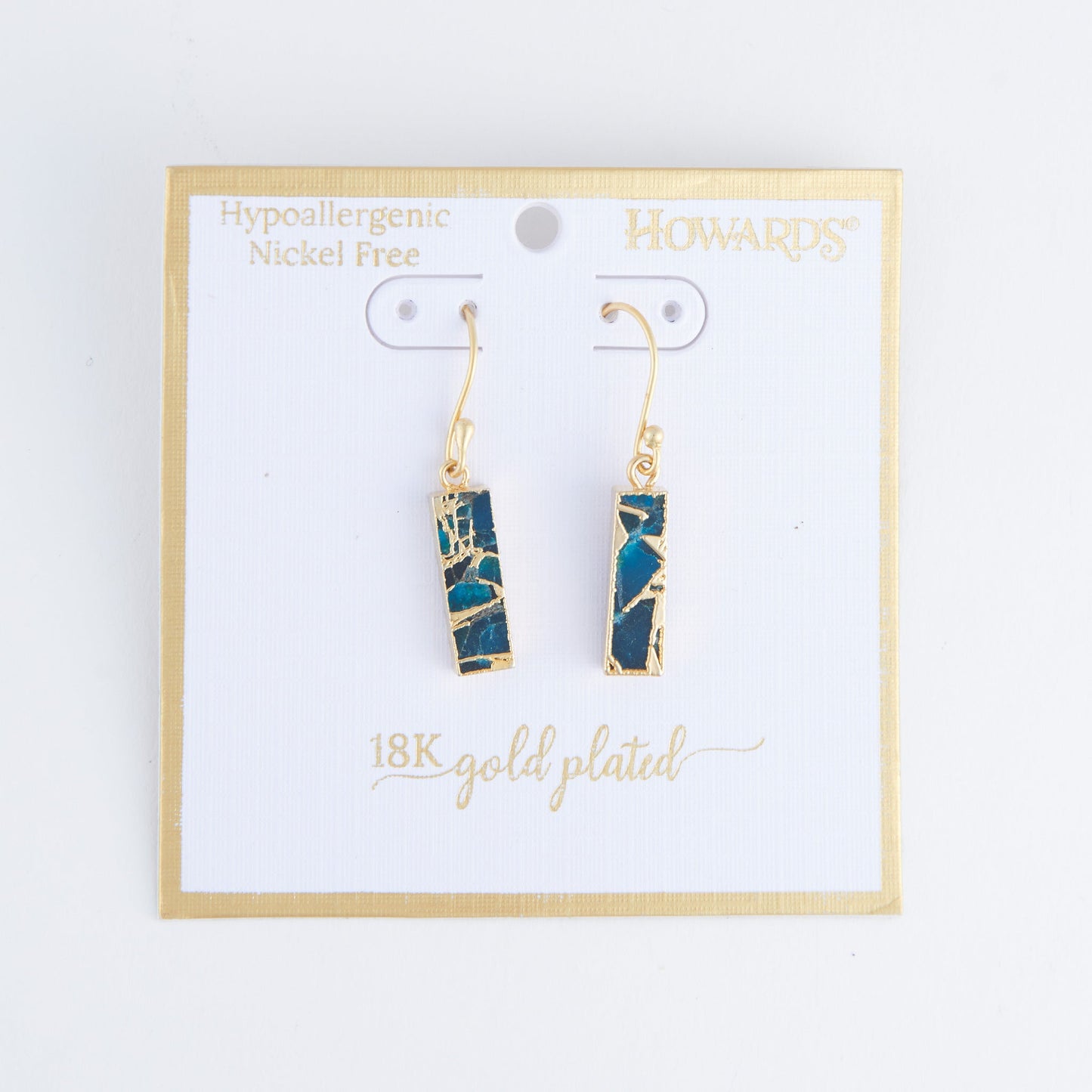 Tahani Textured Genuine Stone Bar 18K Gold Earrings