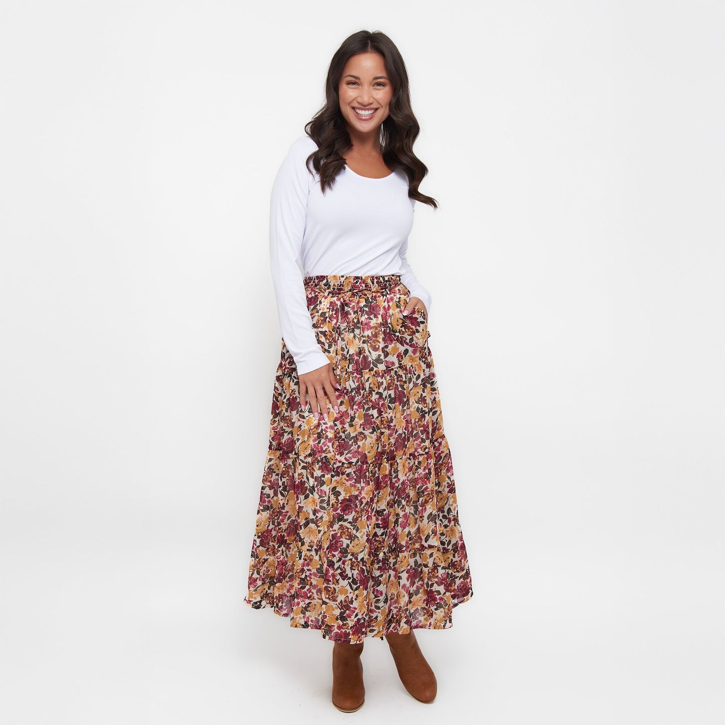 Hazel Georgette Tiered Maxi Skirt