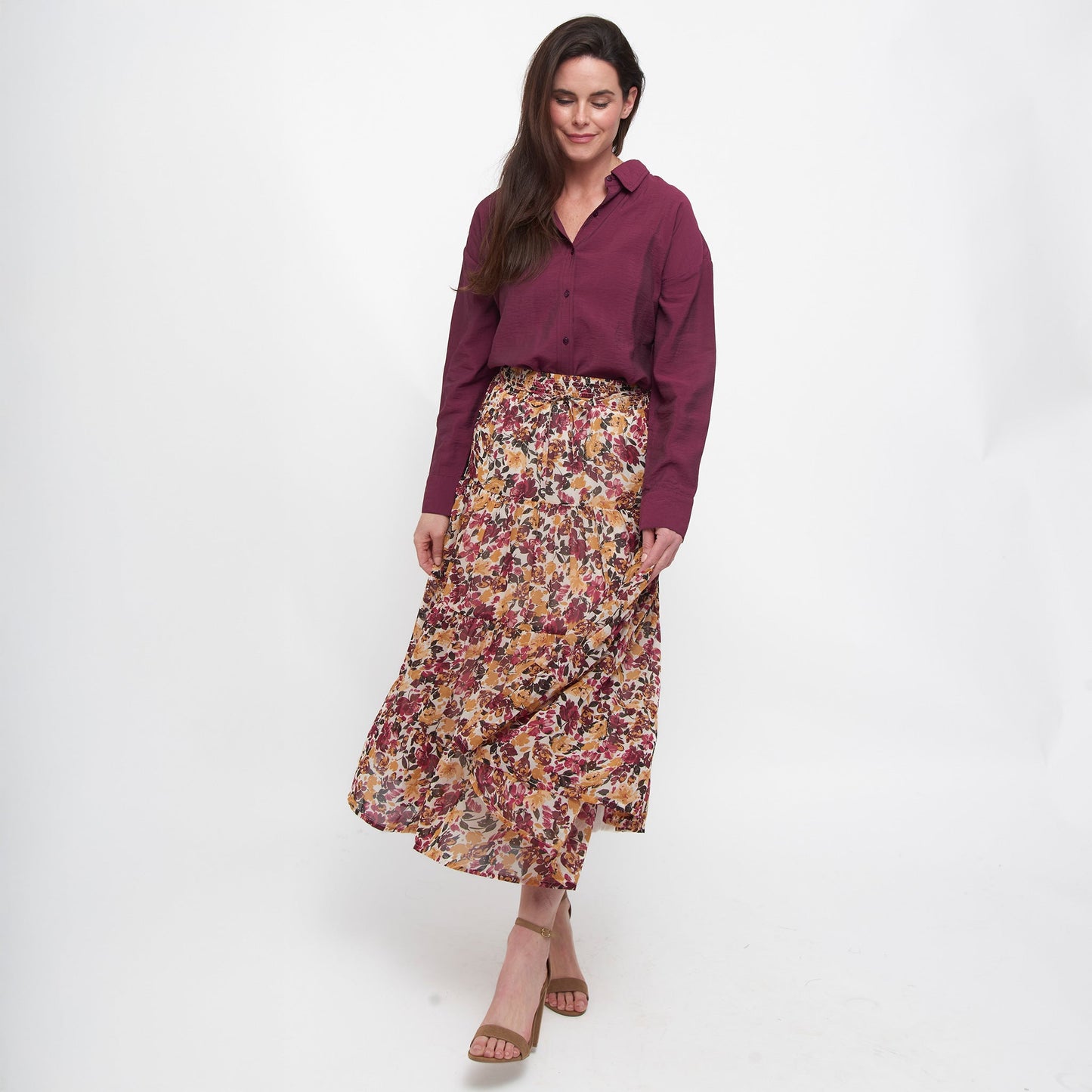 Reece Collared Long Sleeve Boyfriend Button Up Top