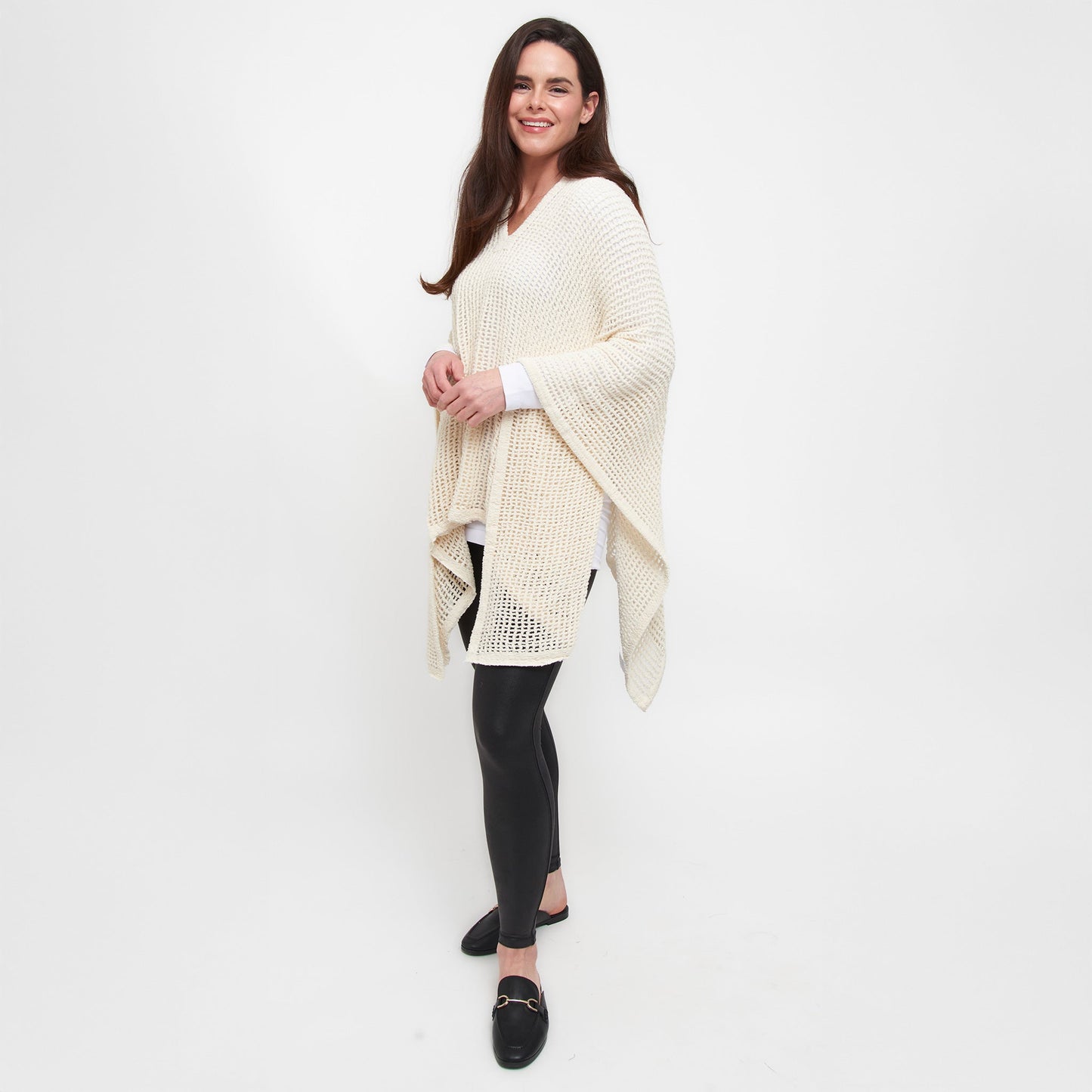 Presley One Size Open Sweater Knit Poncho
