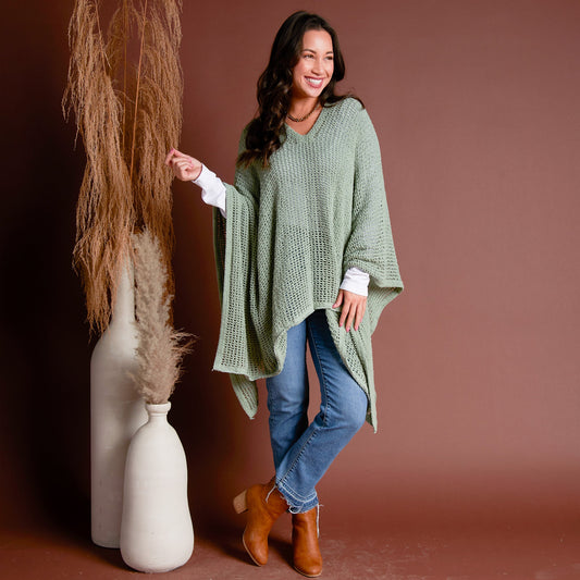 Presley One Size Open Sweater Knit Poncho