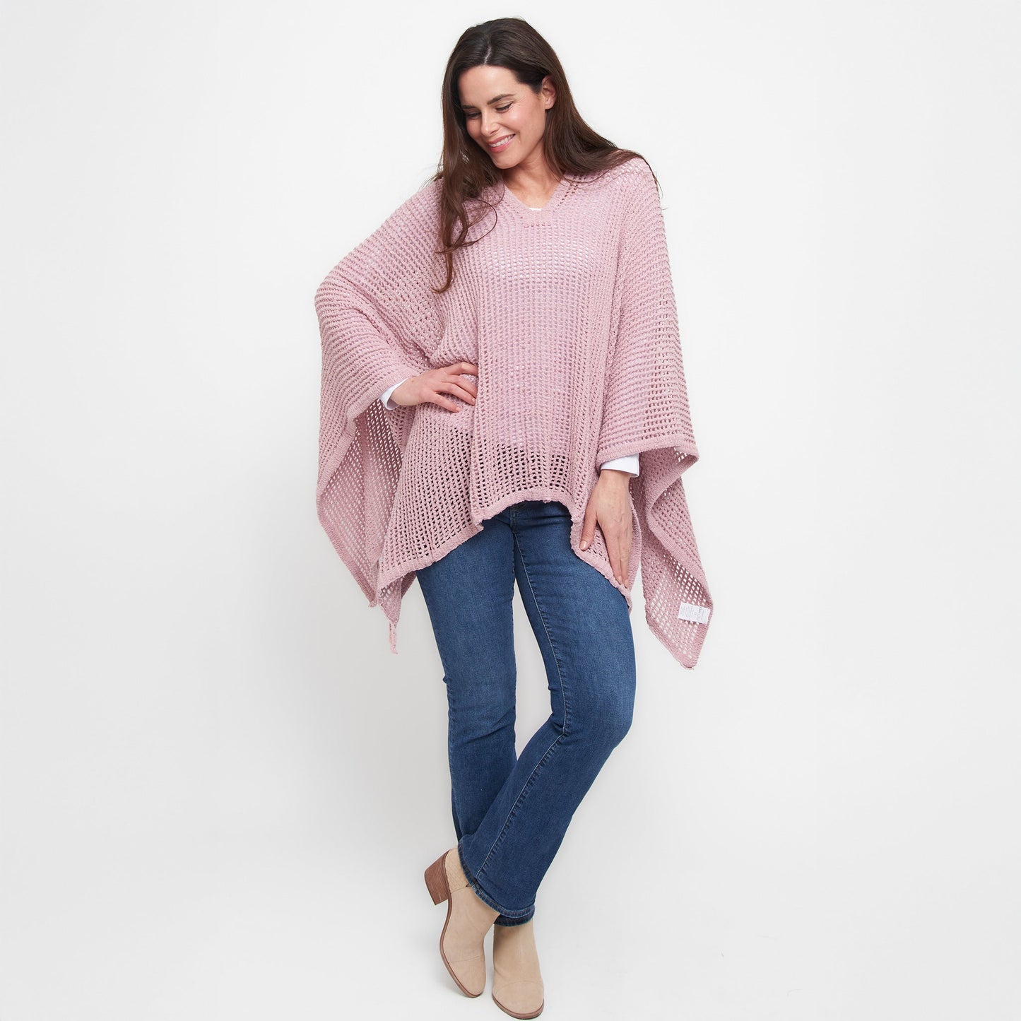 Presley One Size Open Sweater Knit Poncho