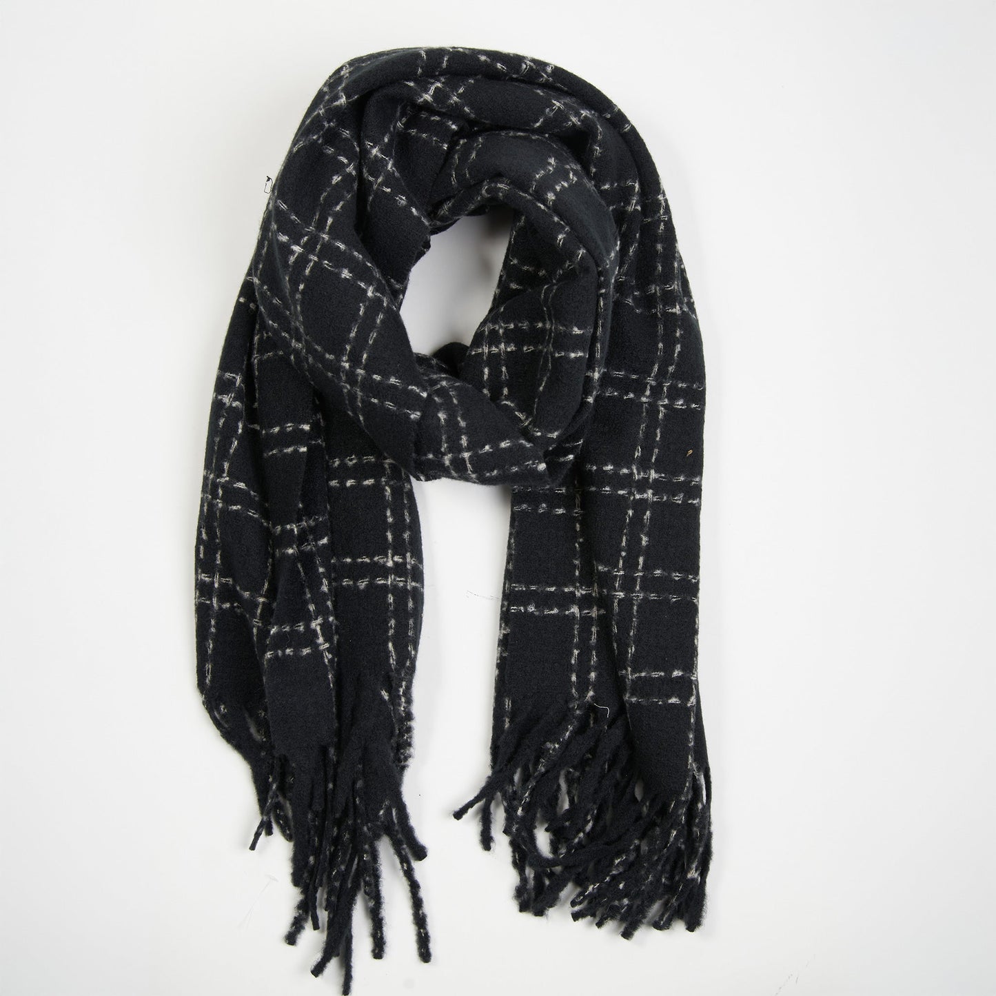 Riley Plaid Fringe Winter Scarf