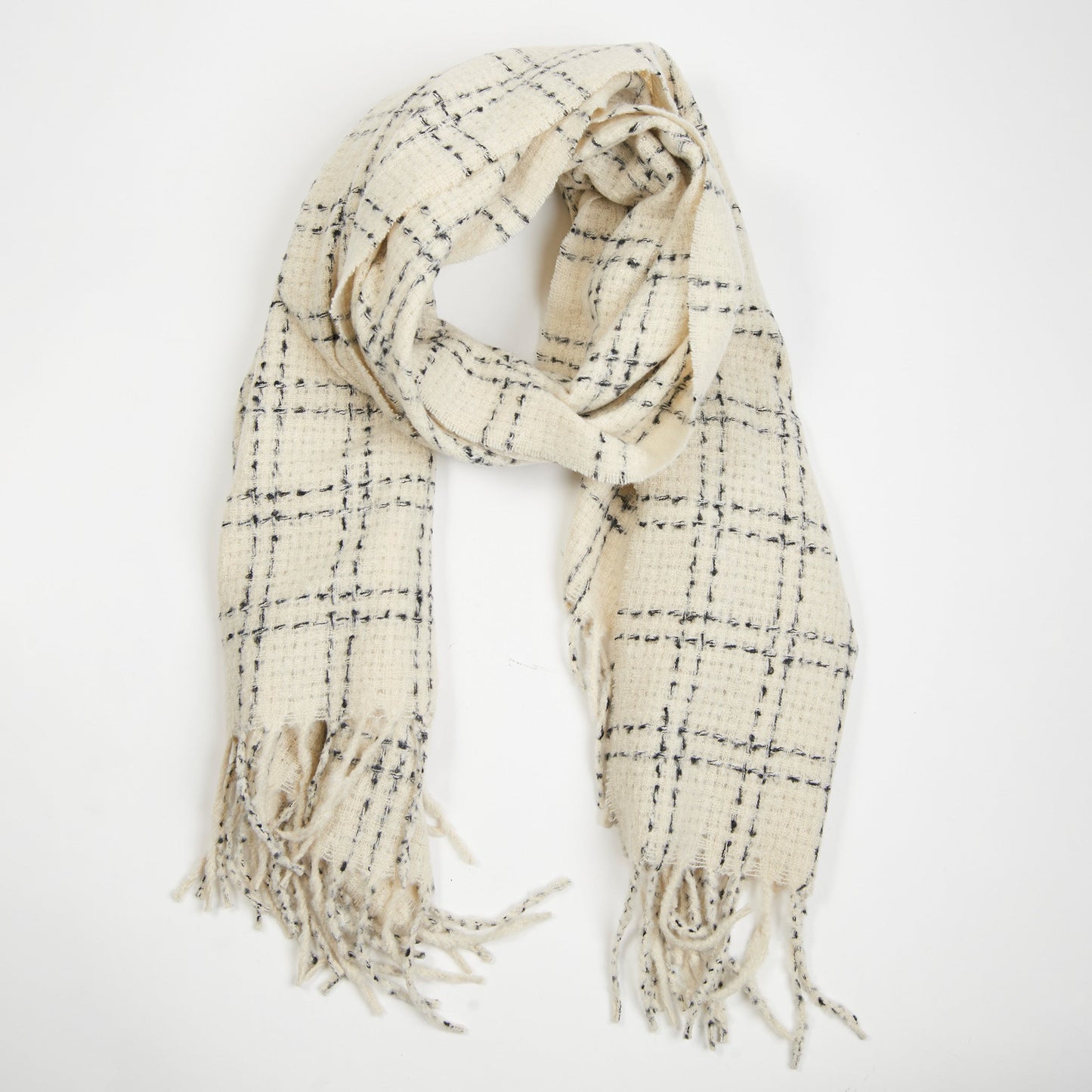 Riley Plaid Fringe Winter Scarf