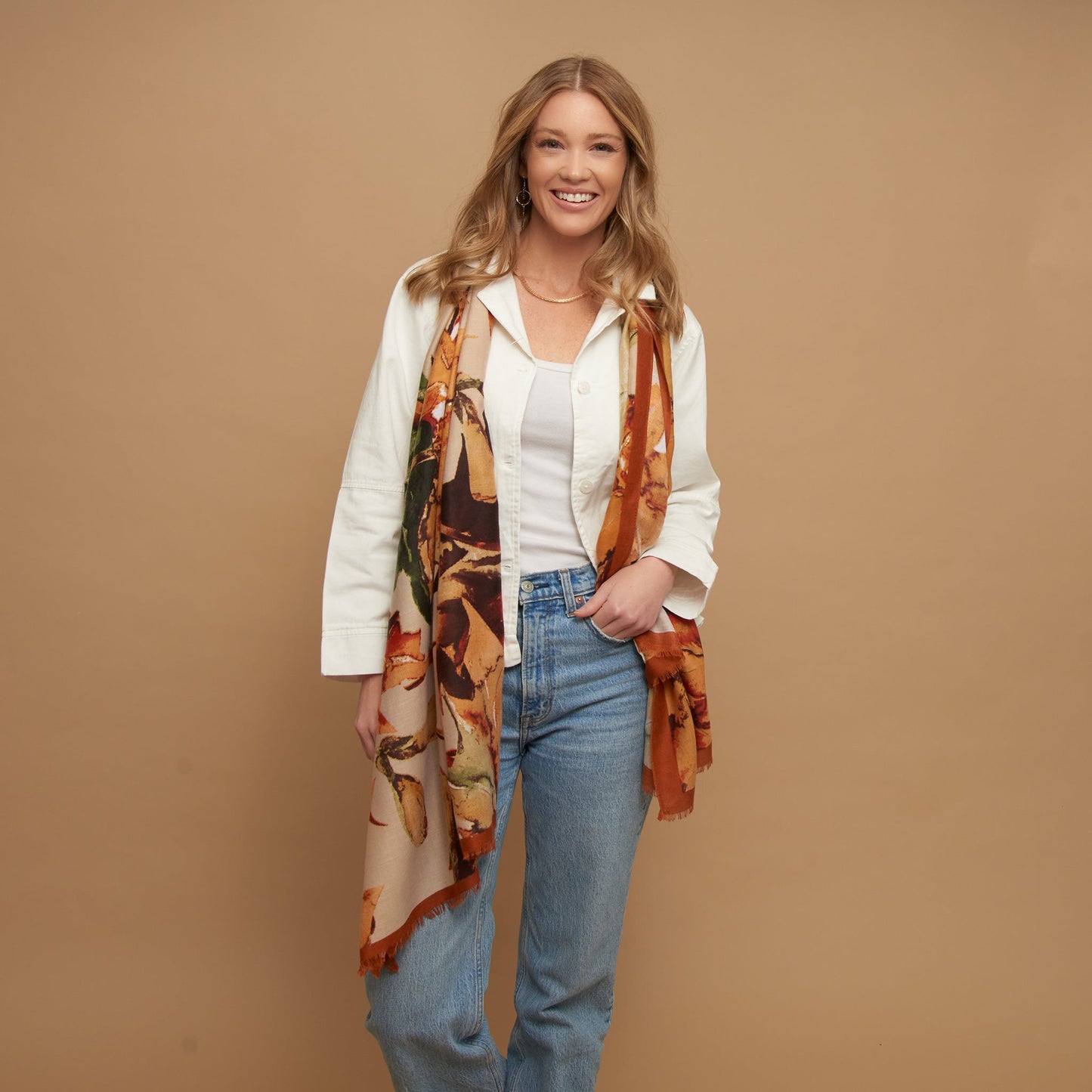 Alana Abstract Illustrated Floral Lightweight Fashion Scarf