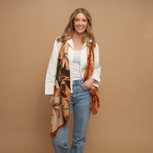 Alana Abstract Illustrated Floral Lightweight Fashion Scarf