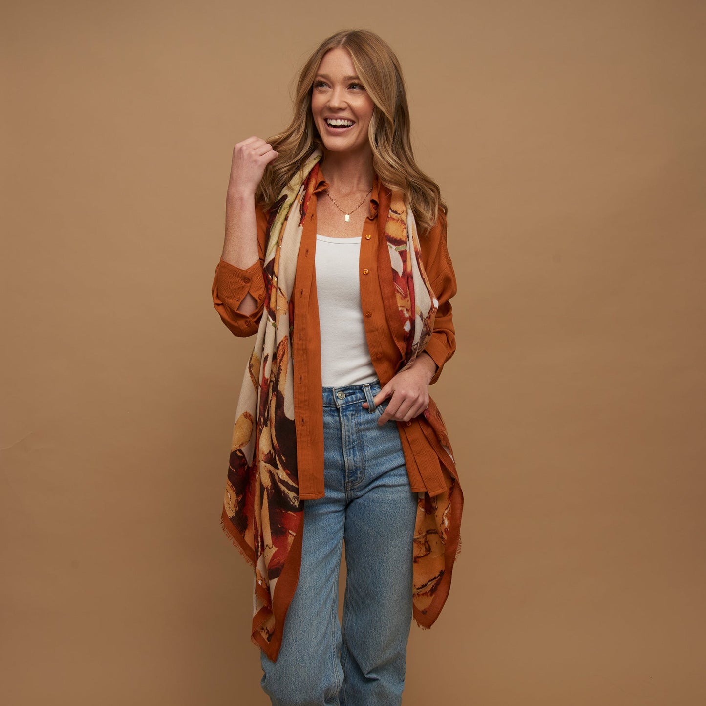 Alana Abstract Illustrated Floral Lightweight Fashion Scarf