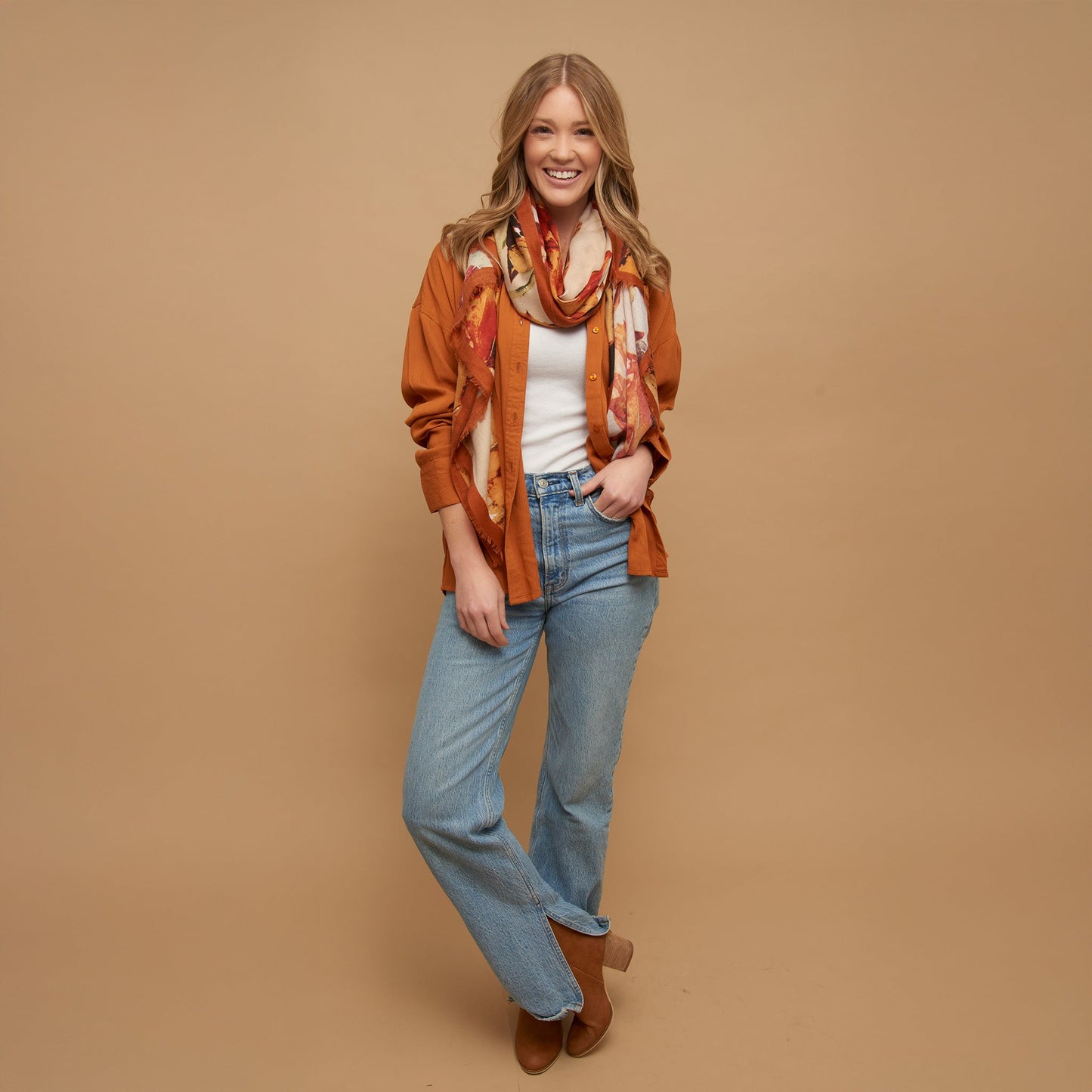 Alana Abstract Illustrated Floral Lightweight Fashion Scarf