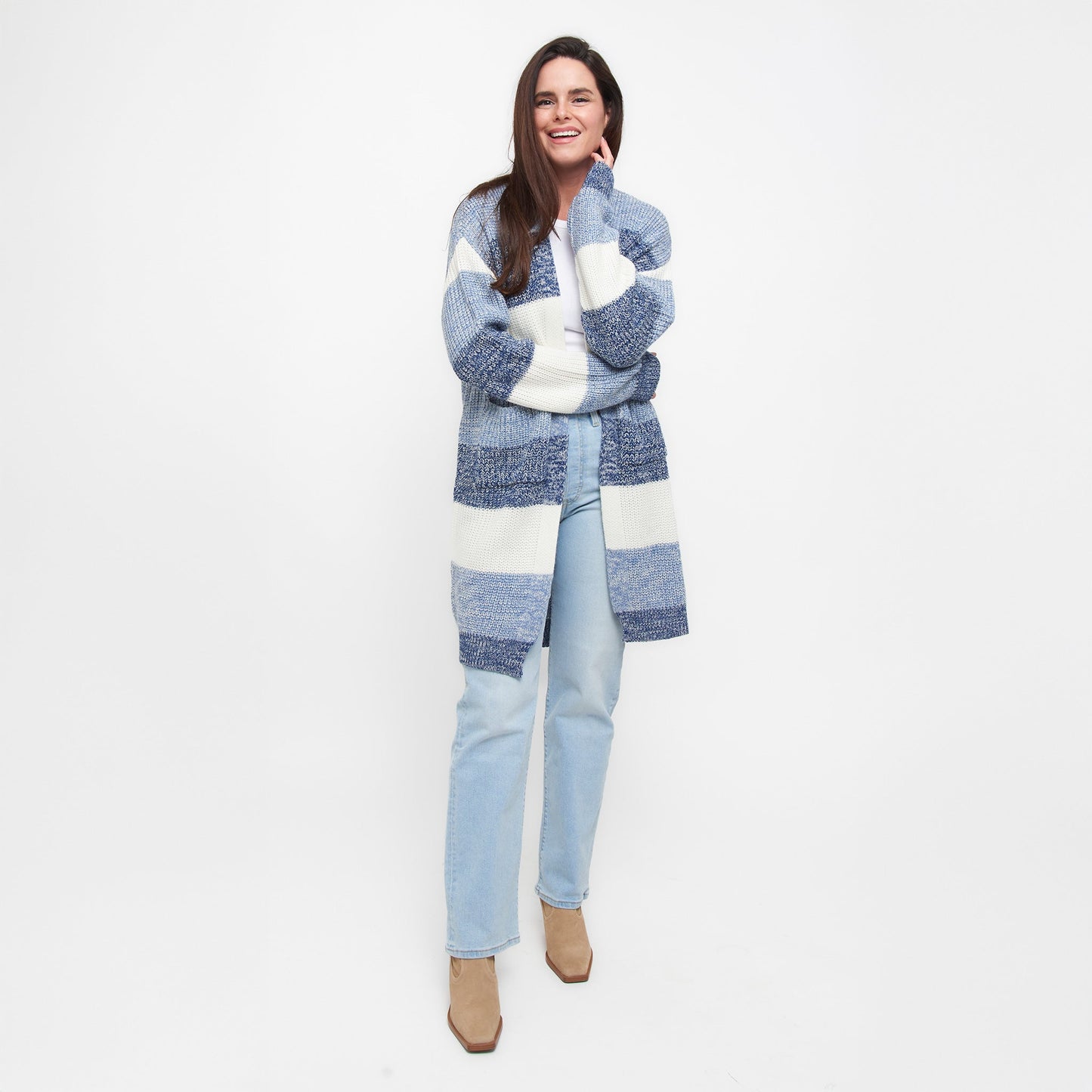 Greyson Heathered Color Block Patch Pocket Cardigan