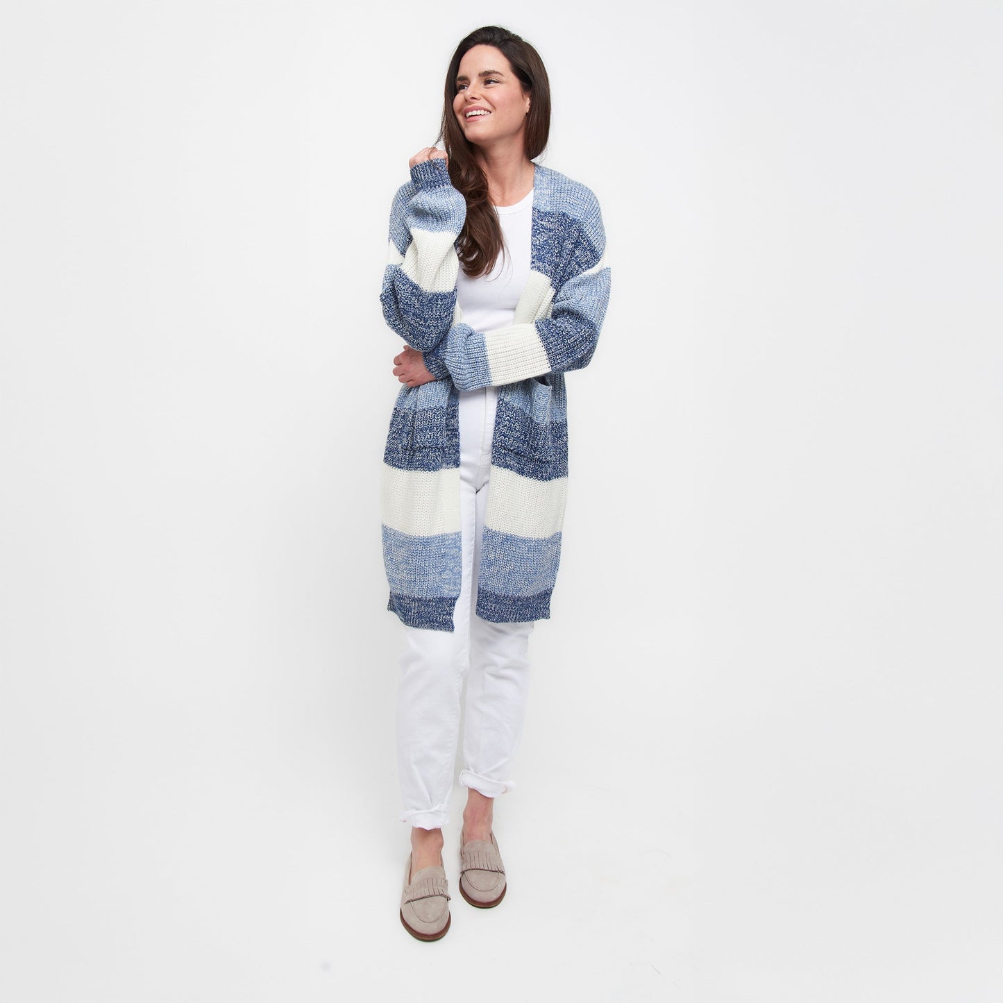 Greyson Heathered Color Block Patch Pocket Cardigan