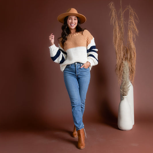 Kennedy Color Block Chunky Drop Shoulder Sweater