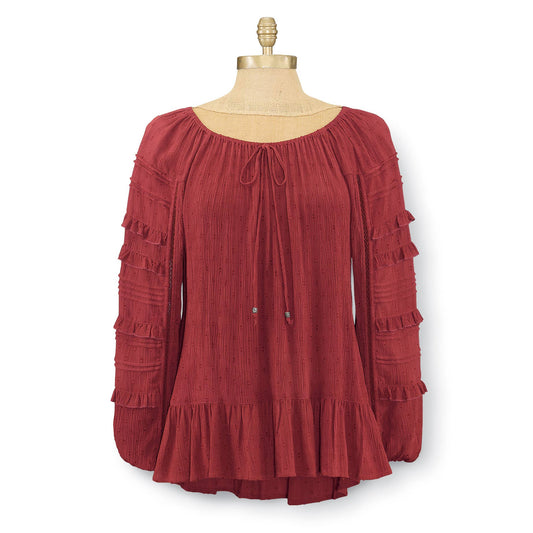Ruffle Fringe Woven Blouse