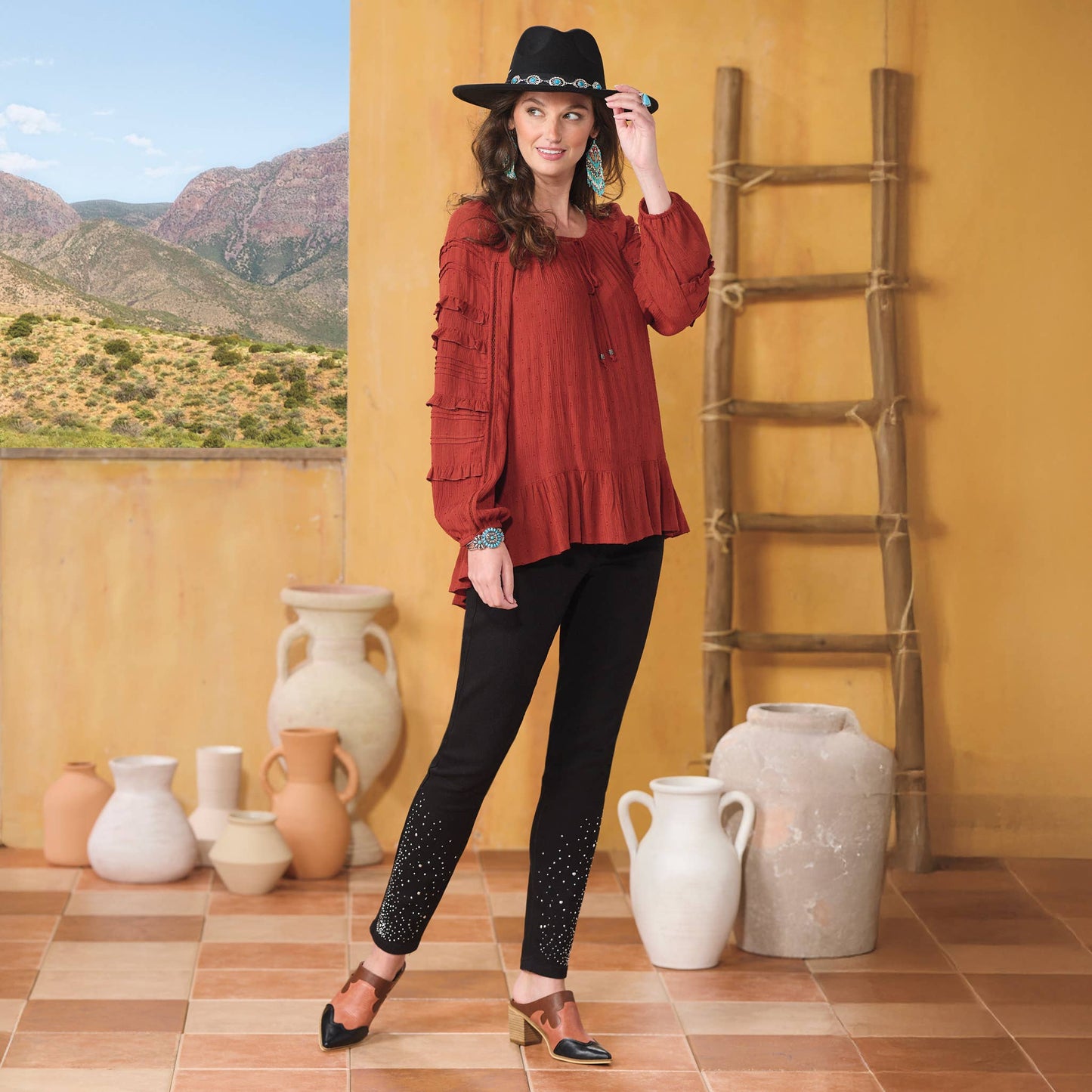 Ruffle Fringe Woven Blouse