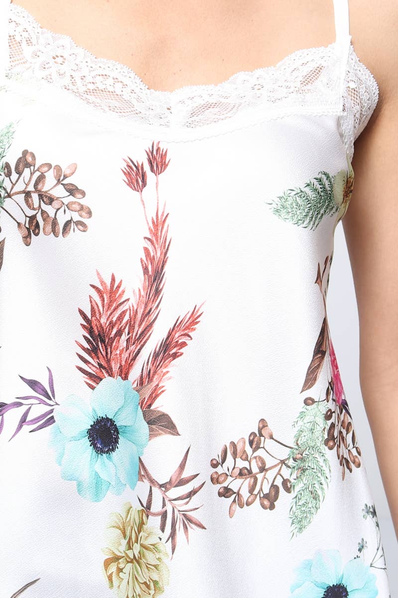 Floral Printed tank top with straps Made in Italy