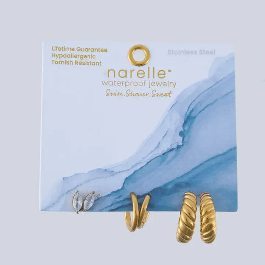 Half Moon Hoop Trio Earrings Narelle Waterproof Jewelry