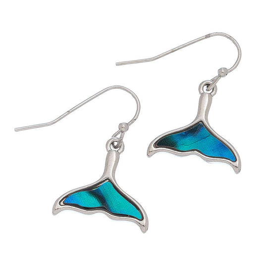 Abalone Shell Whale Tail Earrings Beach Jewelry