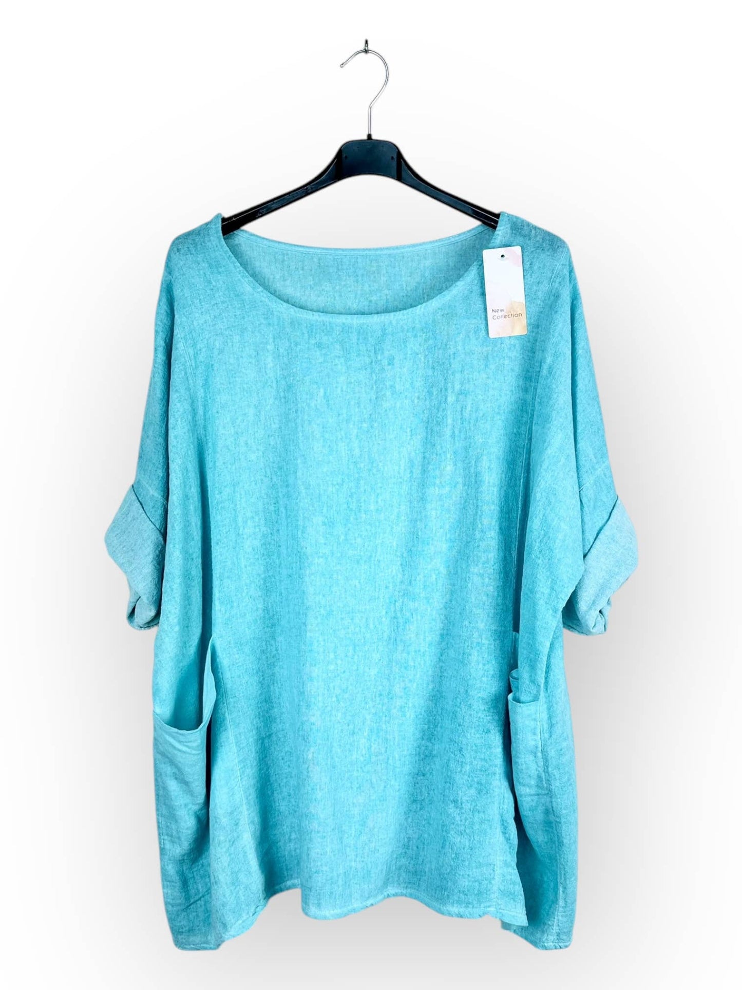 Plain top in linen and cotton with two pockets Made in Italy