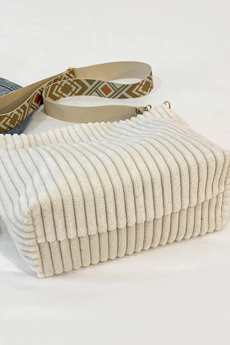 Corduroy Tote Bag With Guitar Shoulder Strap