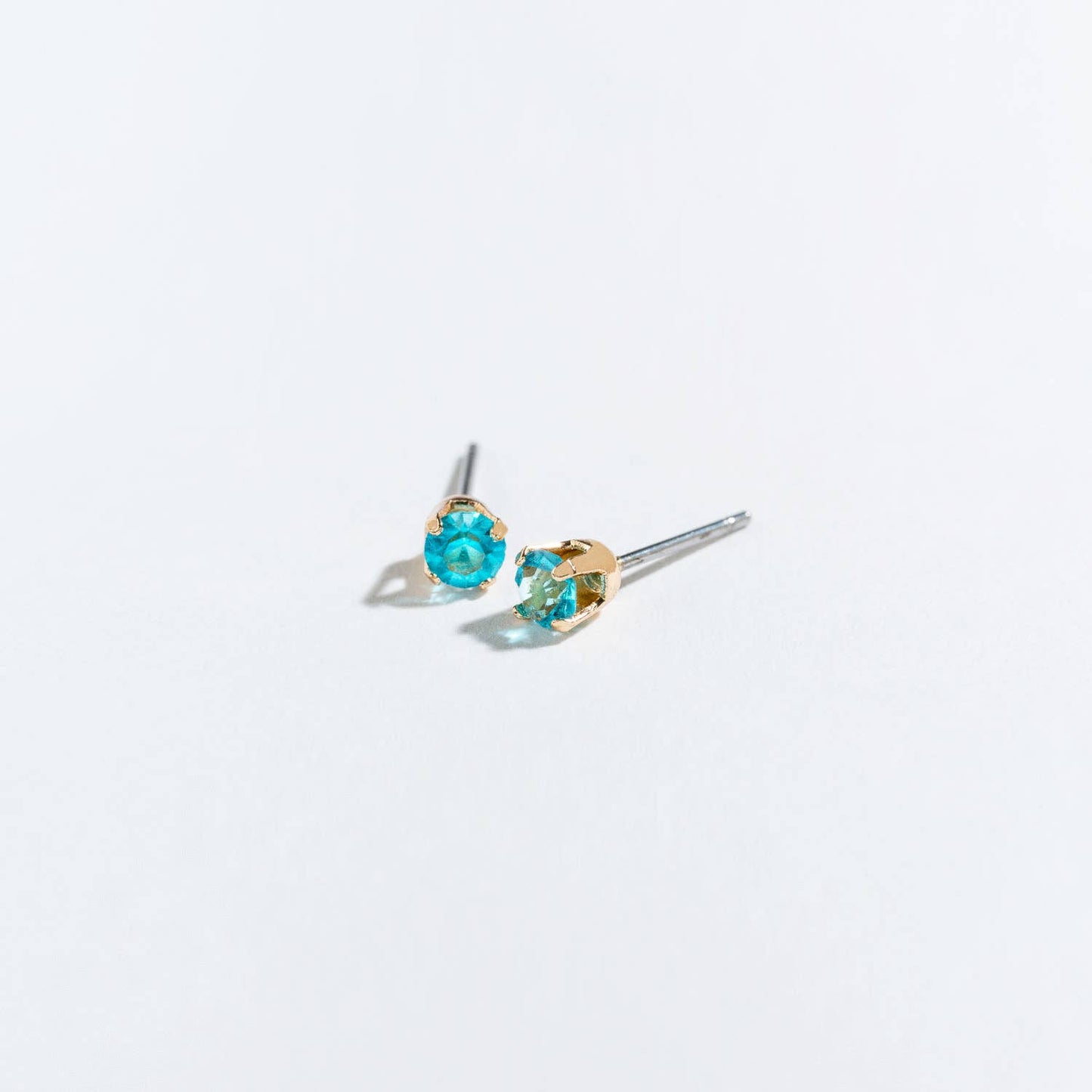 Solitaire Round Cut Birth Stone Ear Sense Stud Earrings