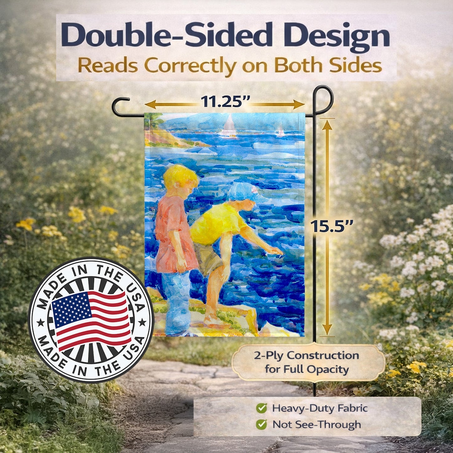 The Boys at the lake or beach  Garden Flag – Decorative Outdoor Yard Flag