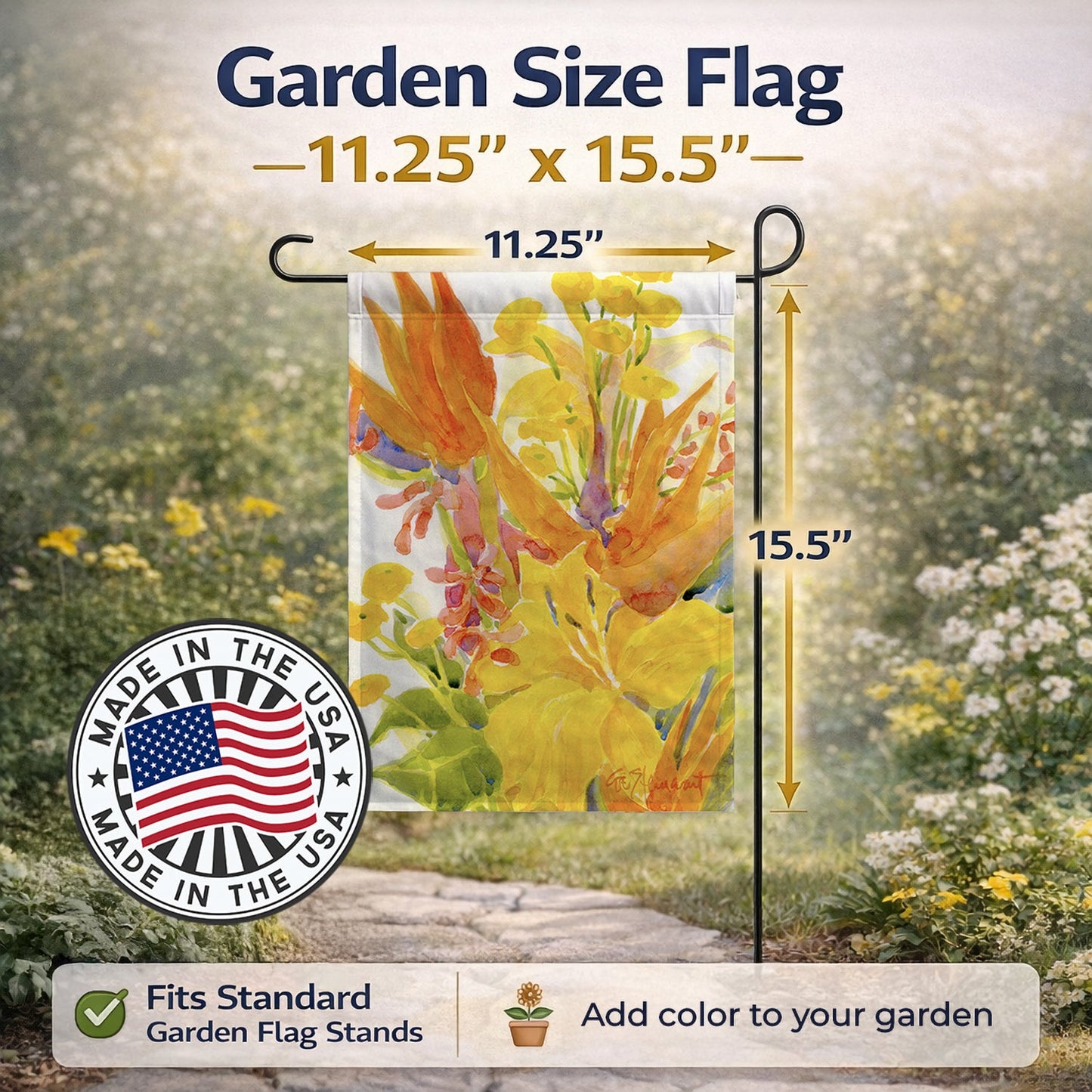 Flower - Bird of Paradise and Hibiscus  Garden Flag – Decorative Outdoor Yard Flag