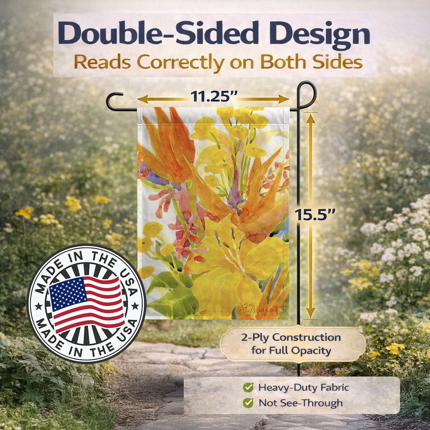 Flower - Bird of Paradise and Hibiscus  Garden Flag – Decorative Outdoor Yard Flag
