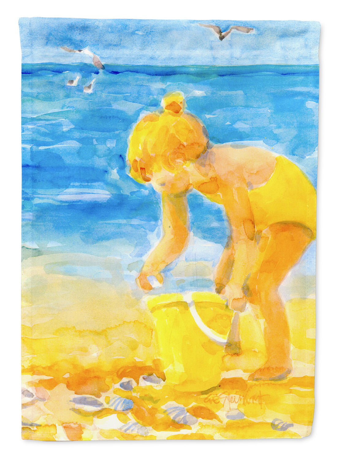 Little Girl at the beach Garden Flag – Decorative Outdoor Yard Flag