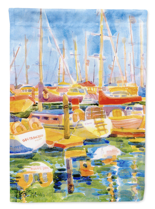 Boats at Harbour Pier  Garden Flag – Decorative Outdoor Yard Flag