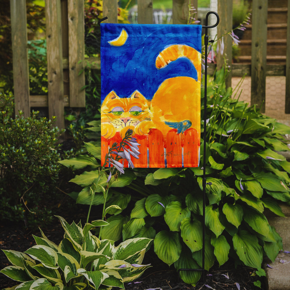 Orange Tabby Cat on the fence  Garden Flag – Decorative Outdoor Yard Flag