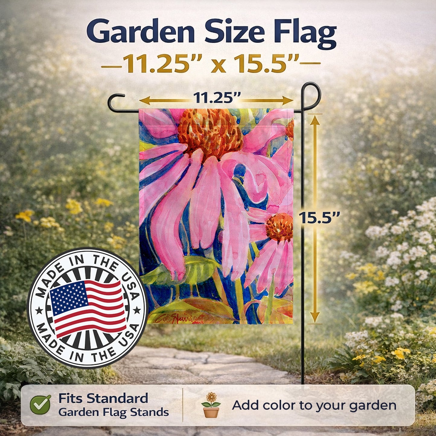 Flower - Coneflower Garden Flag – Decorative Outdoor Yard Flag