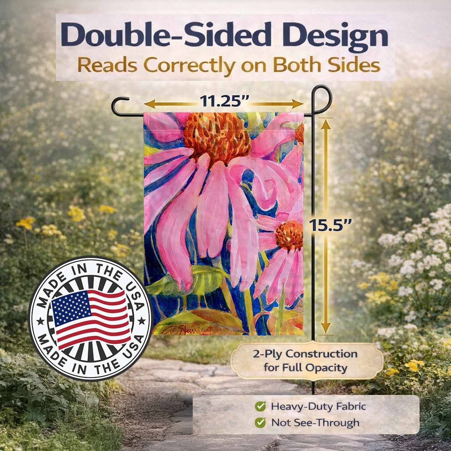 Flower - Coneflower Garden Flag – Decorative Outdoor Yard Flag