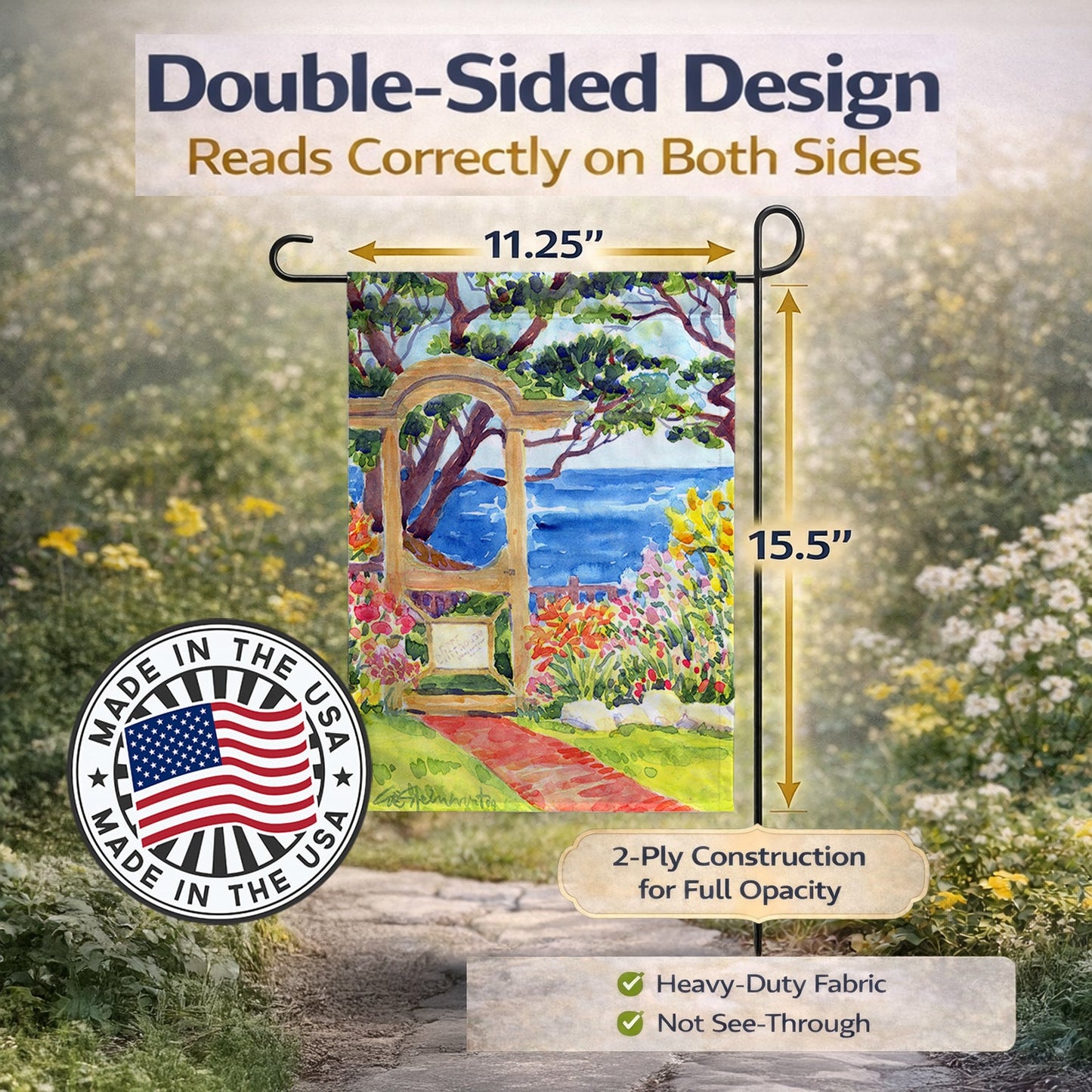 Seaside Arbour  Garden Flag – Decorative Outdoor Yard Flag