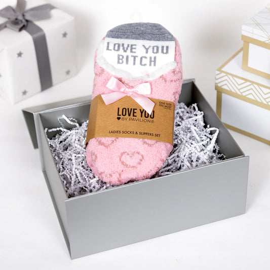 Love You Bitch - Slipper & Sock Gift Set