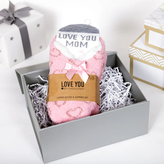 Love You Mom - Slipper & Sock Gift Set