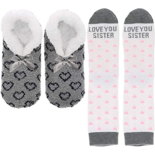 Love You Sister - Slipper & Sock Gift Set