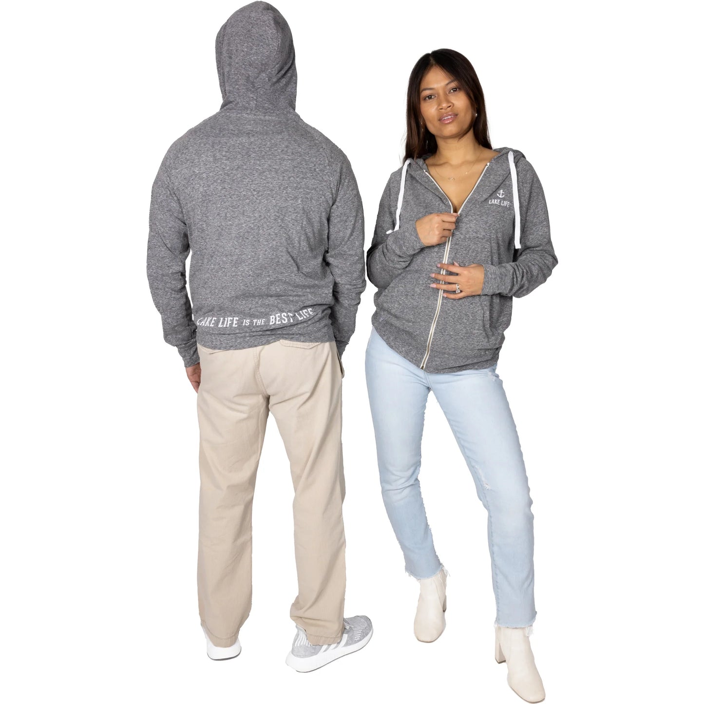 Lake Life  Heather Gray Unisex Hooded Sweatshirt
