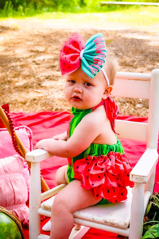 One in a melon birthday romper