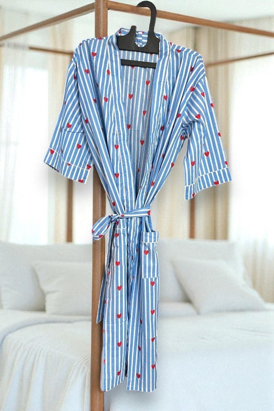 SC - Sweetheart Getaway Heart Print Kimono Robe