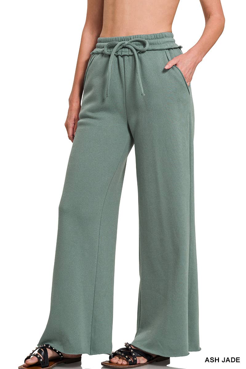 Fleece Exposed Seam Wide Leg Sweatpants