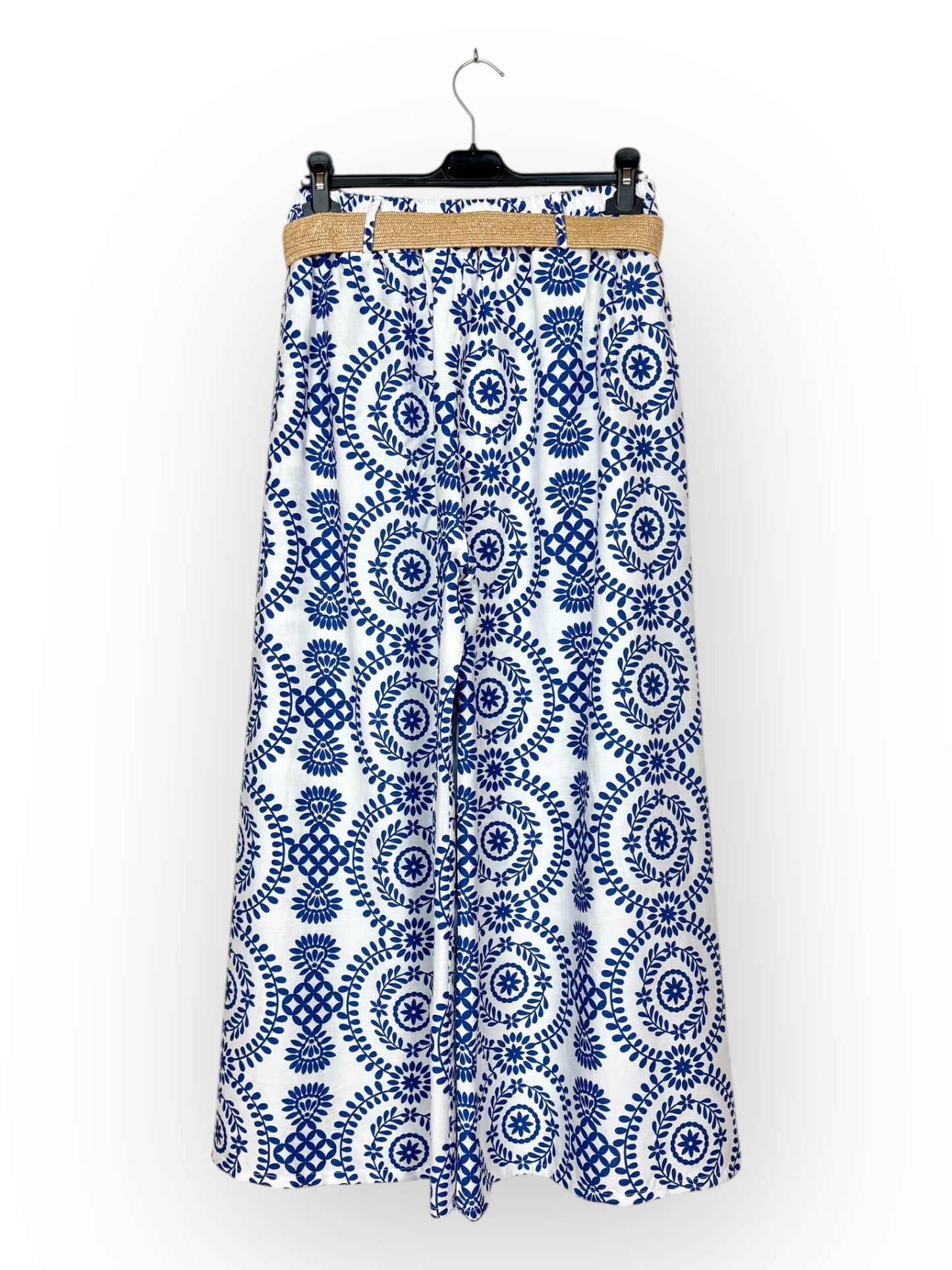Wide-Leg Pants with Geometric Patterns Made in Italy