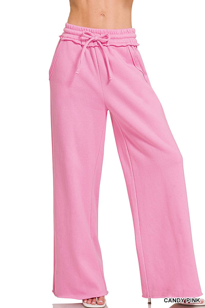 Fleece Exposed Seam Wide Leg Sweatpants