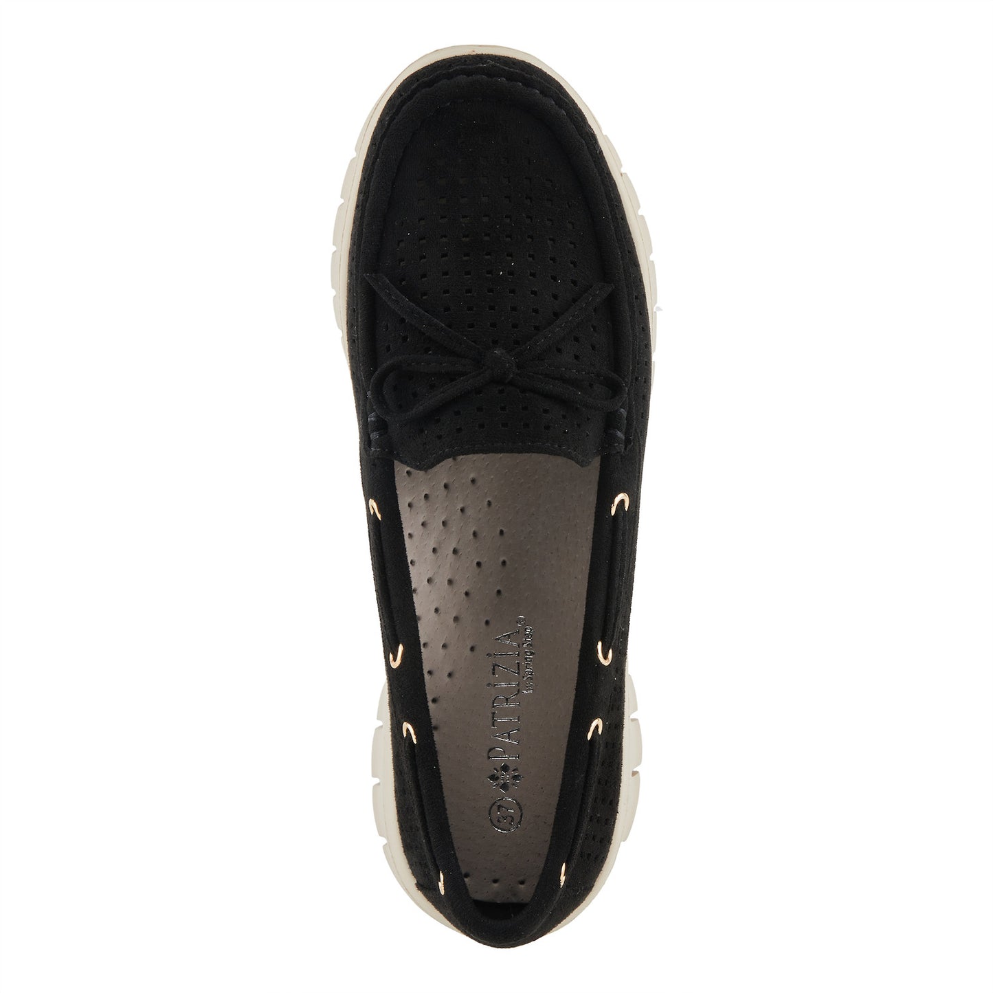 Aboard Black Square-Dot Moccasins by Patrizia