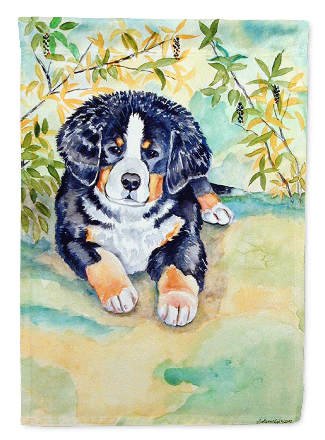 Bernese Mountain Dog Puppy Garden Flag – Decorative Outdoor Yard Flag