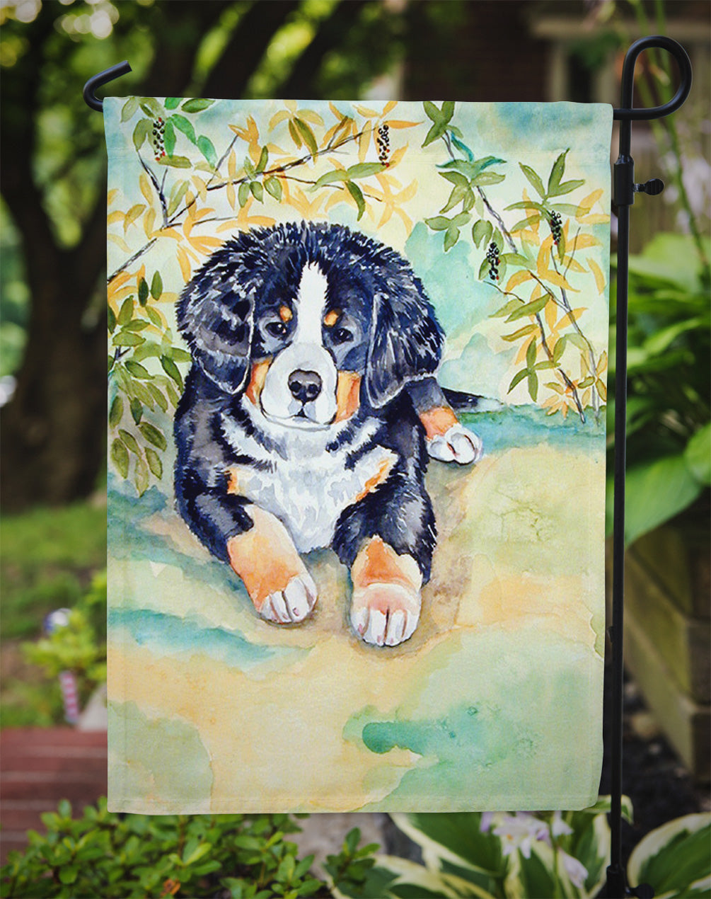 Bernese Mountain Dog Puppy Garden Flag – Decorative Outdoor Yard Flag