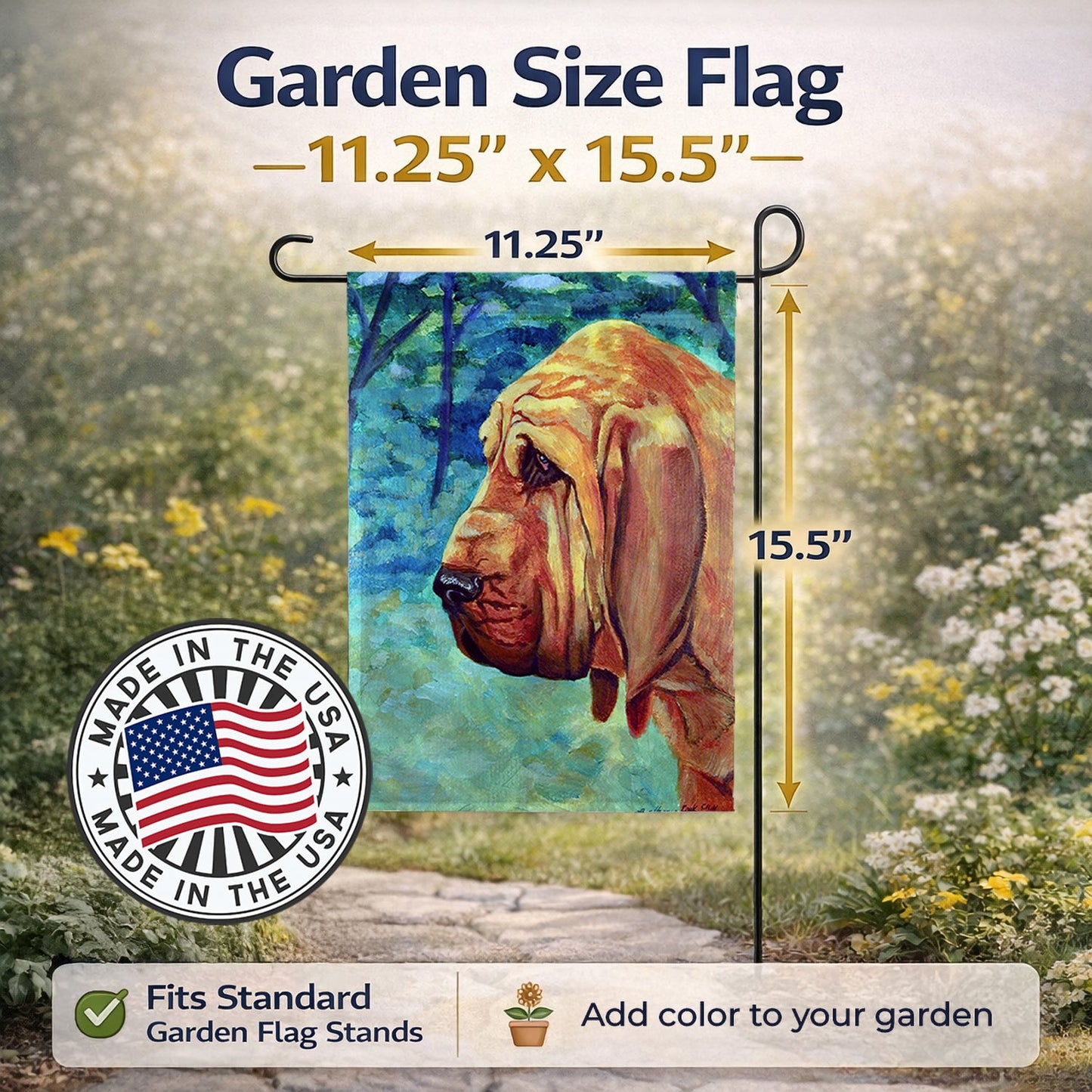 Bloodhound Thoughtful Garden Flag – Decorative Outdoor Yard Flag