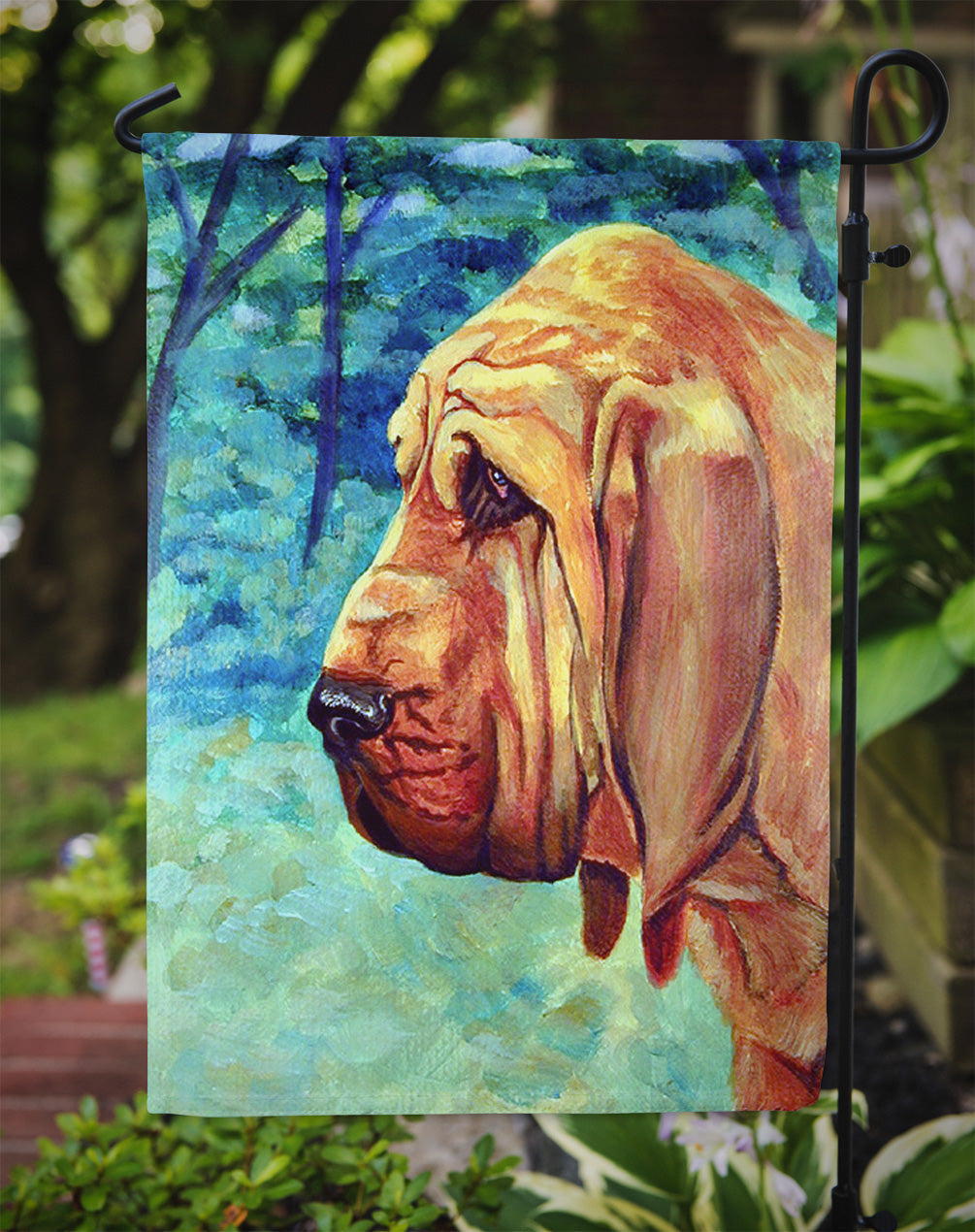 Bloodhound Thoughtful Garden Flag – Decorative Outdoor Yard Flag