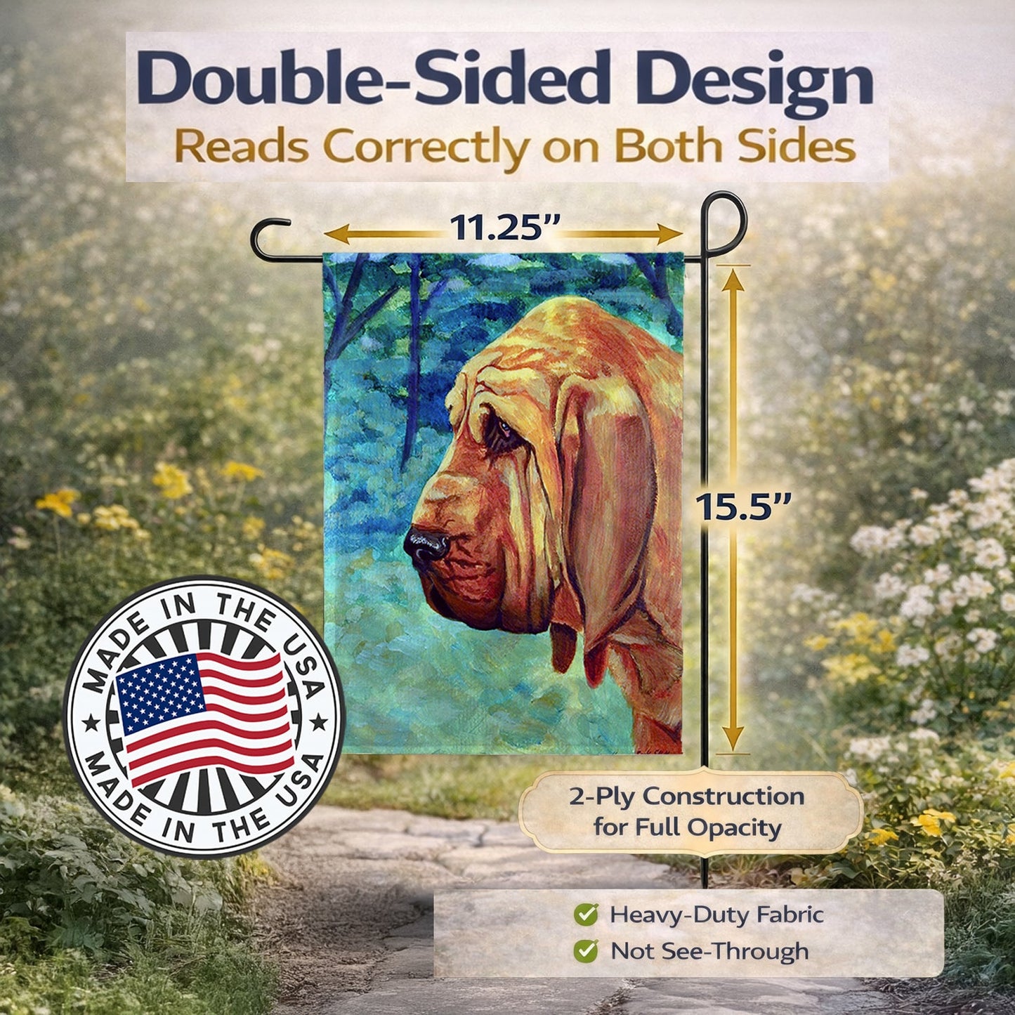 Bloodhound Thoughtful Garden Flag – Decorative Outdoor Yard Flag