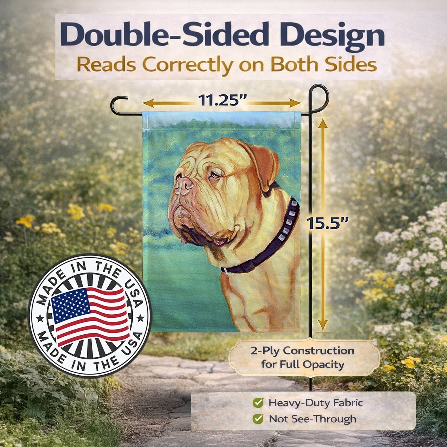 Dogue de Bordeaux Garden Flag – Decorative Outdoor Yard Flag
